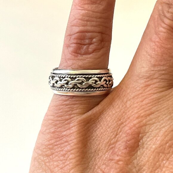 Unbranded Braided Raised Relief .925 Sterling Silver Band Ring Size 6 - Picture 1 of 11